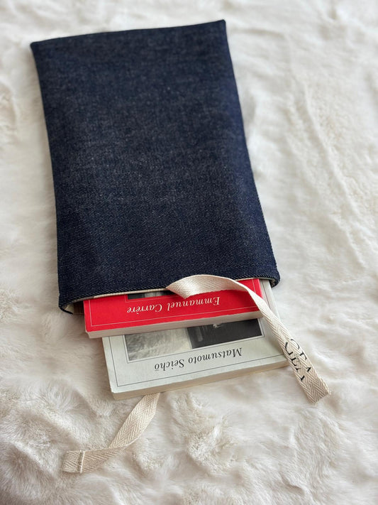 Ryn - Book cover in denim scuro e cotone militare deadstock | Gea Design