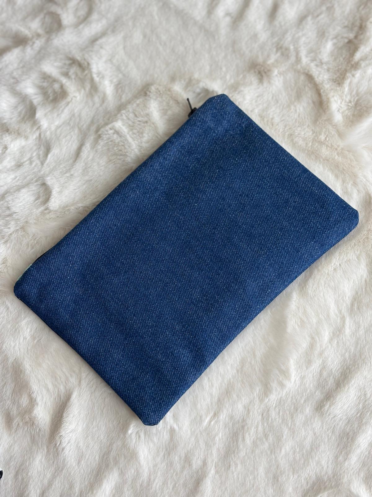 Lyra - Pochette in denim chiaro e cotone floreale deadstock | Gea Design
