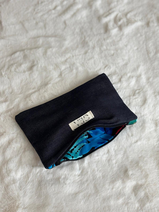 Lyra - Pochette in denim scuro e cotone floreale deadstock | Gea Design